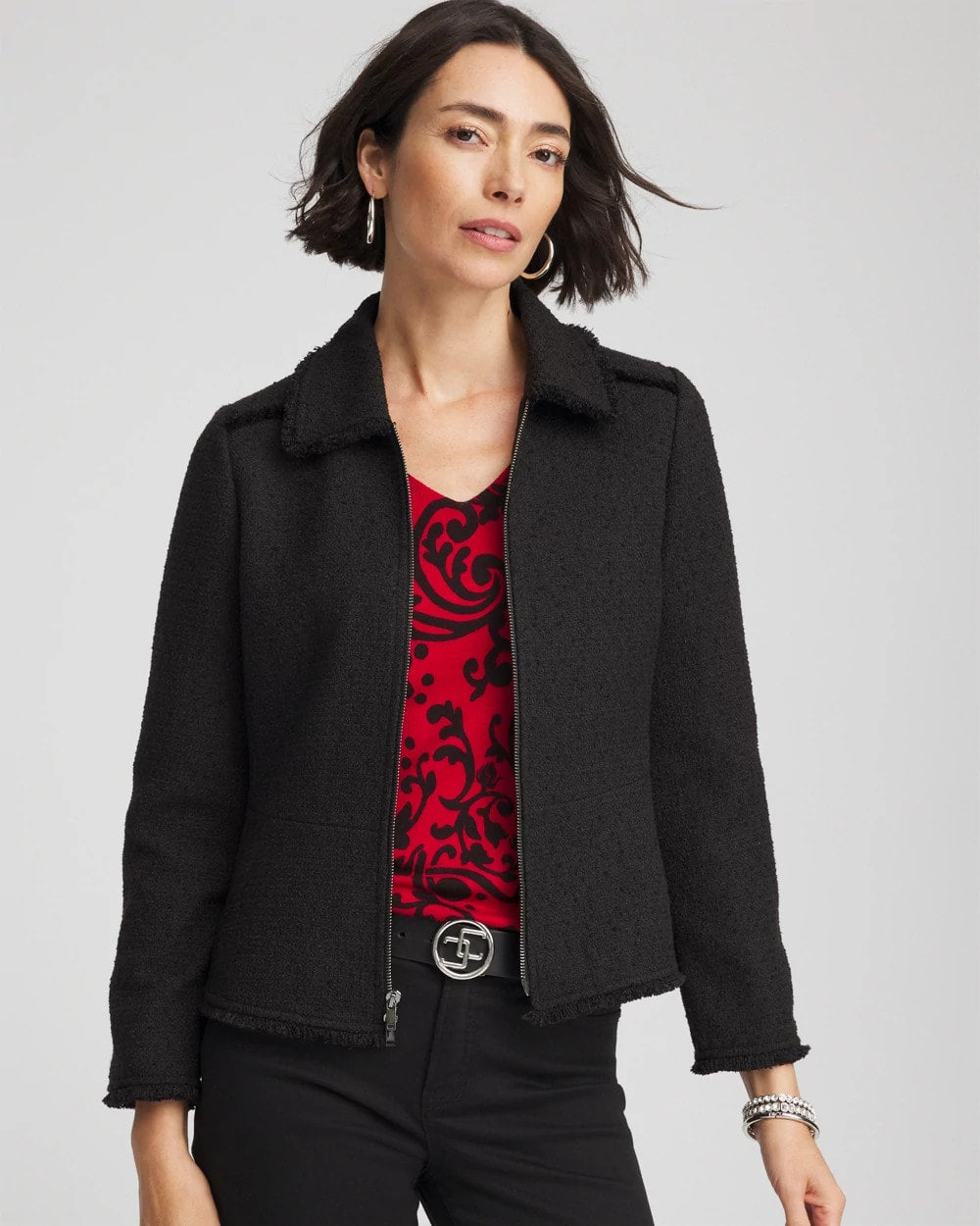 Bouclé Peplum Jacket Black - Chico's