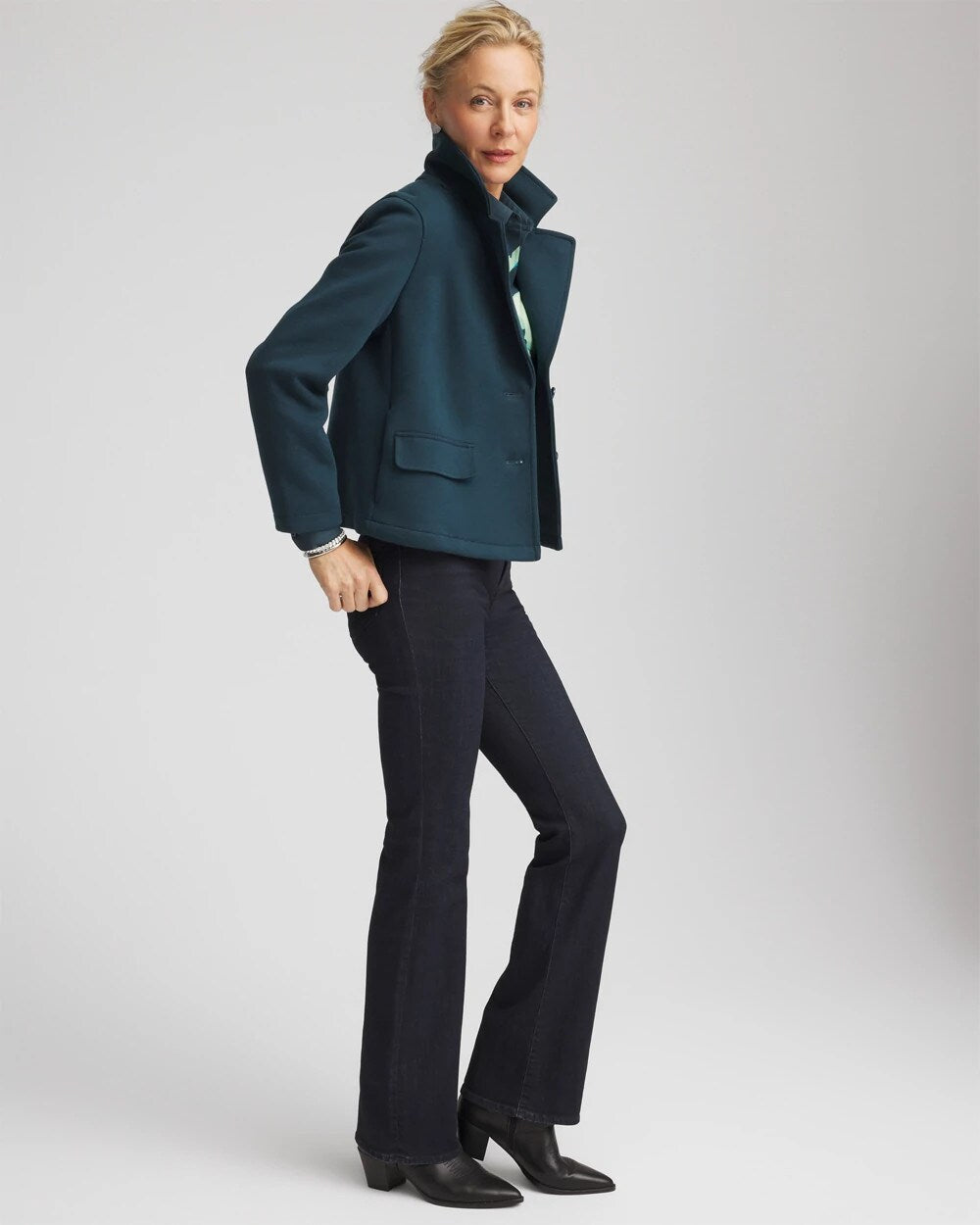 Plush Knit Blazer Teal Shadow - Chico's