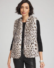 Snow Leopard Faux Fur Vest Cream - Chico's