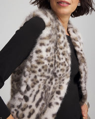 Snow Leopard Faux Fur Vest Cream - Chico's