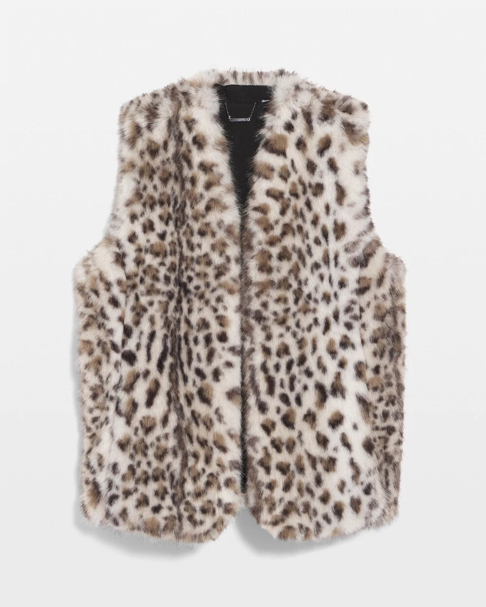 Snow Leopard Faux Fur Vest Cream - Chico's
