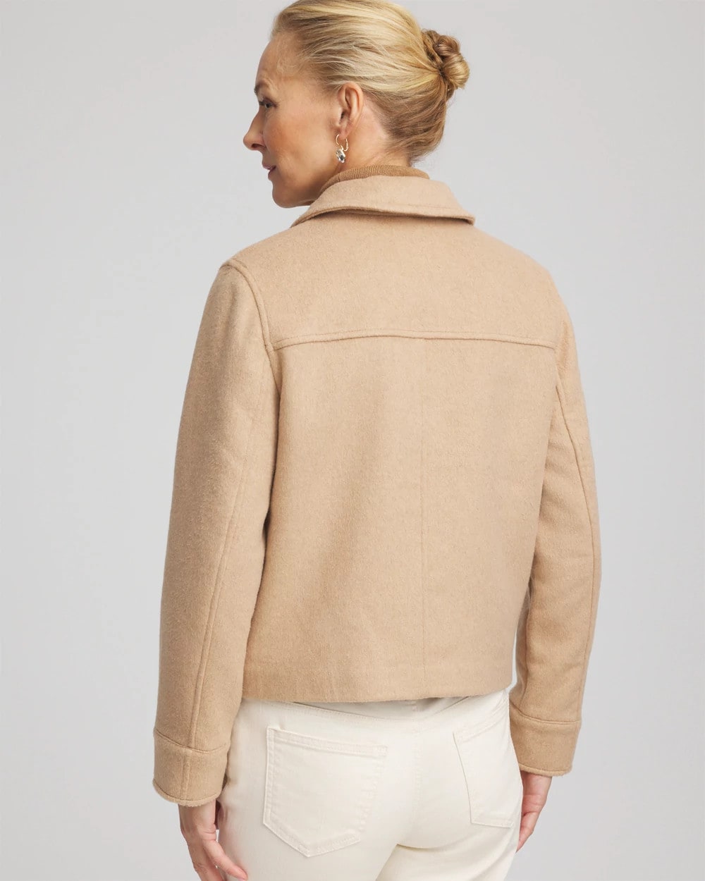 Embroidered Wool Chore Jacket Light Taupe Heather - Chico's