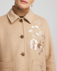 Embroidered Wool Chore Jacket Light Taupe Heather - Chico's