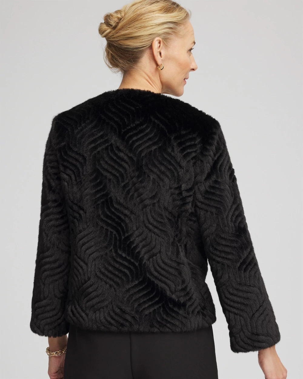 Pattern Fur Jacket Black - Chico's