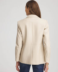 Faux Leather Blazer Ivory Wheat - Chico's