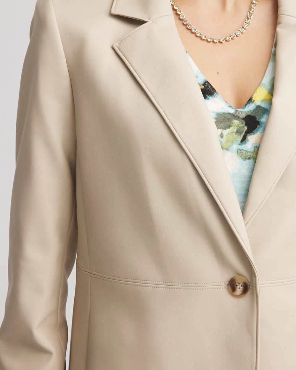Faux Leather Blazer Ivory Wheat - Chico's