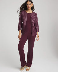 Travelers™ Collection Faux Leather Embroidered Jacket Blackened Burgundy - Chico's