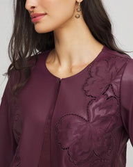 Travelers™ Collection Faux Leather Embroidered Jacket Blackened Burgundy - Chico's