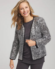 Travelers™ Collection Refined Sequins Netted Jacket Serene Gray - Chico's