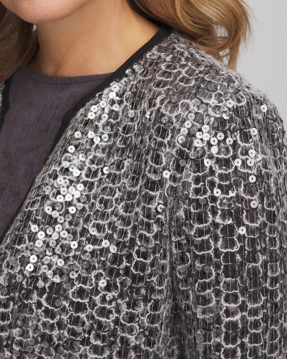 Travelers™ Collection Refined Sequins Netted Jacket Serene Gray - Chico's
