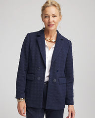 Textured Single-Breasted Knit Blazer Passport Blue - Chico's
