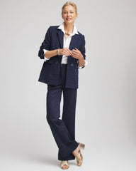 Textured Single-Breasted Knit Blazer Passport Blue - Chico's