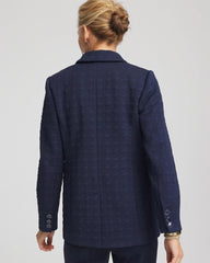 Textured Single-Breasted Knit Blazer Passport Blue - Chico's