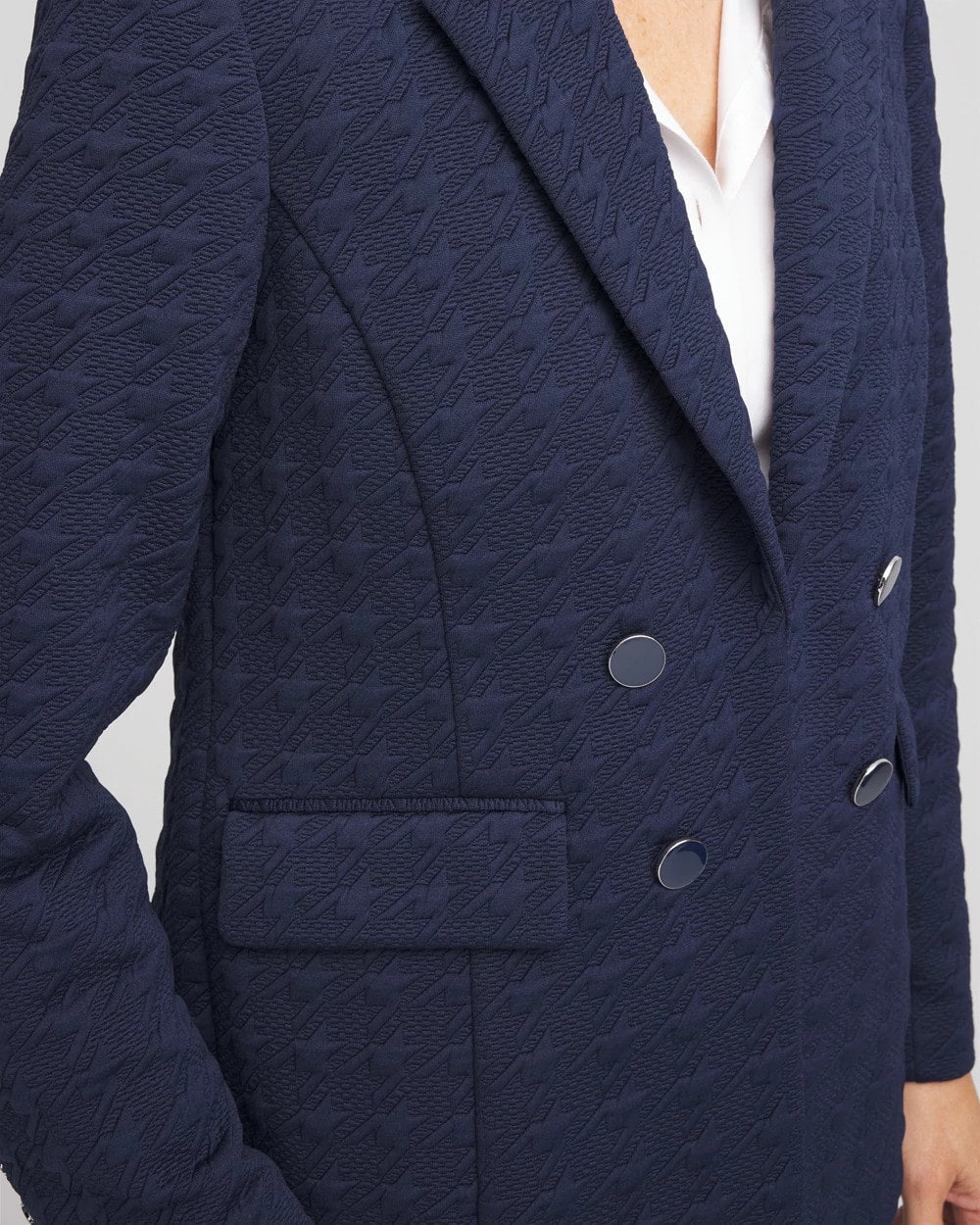 Textured Single-Breasted Knit Blazer Passport Blue - Chico's