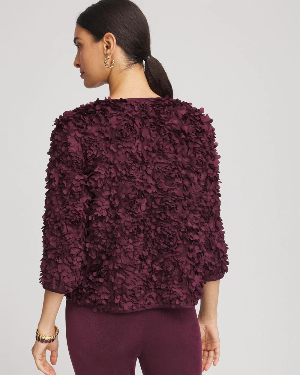 Travelers™ Collection Textured Rosette Jacket Blackened Burgundy - Chico's