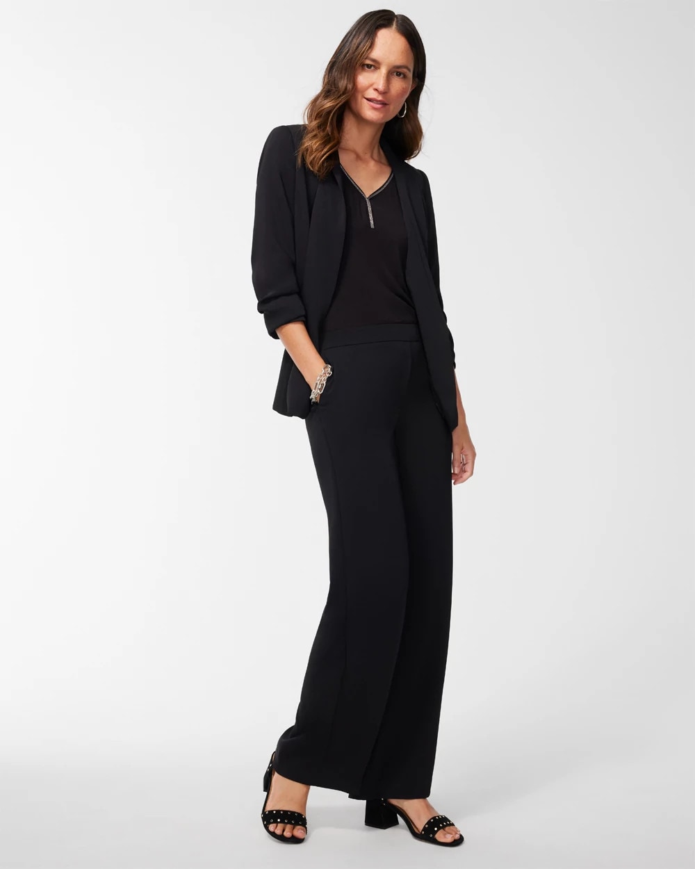 Ruched Sleeve Blazer Black - Chico's