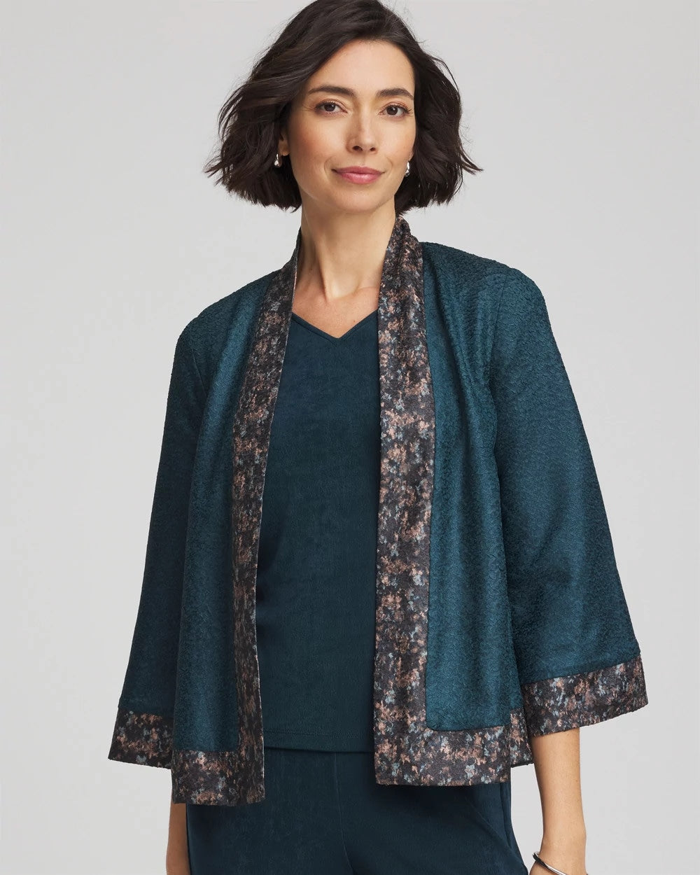Travelers™ Collection Crystal Crushed Reversible Jacket Teal Shadow - Chico's