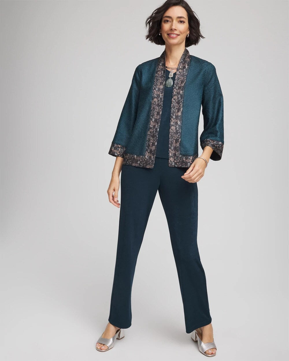 Travelers™ Collection Crystal Crushed Reversible Jacket Teal Shadow - Chico's