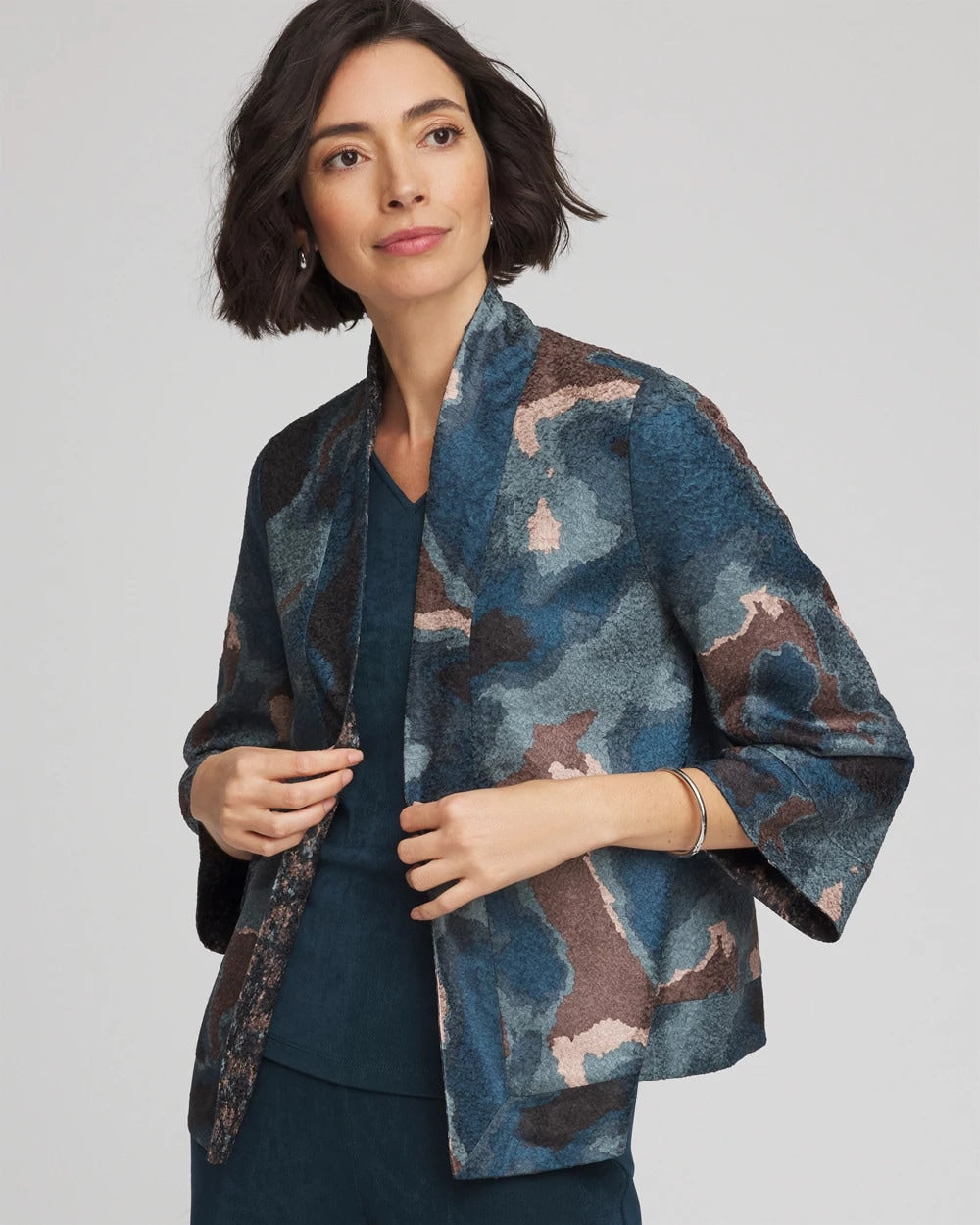 Travelers™ Collection Crystal Crushed Reversible Jacket Teal Shadow - Chico's