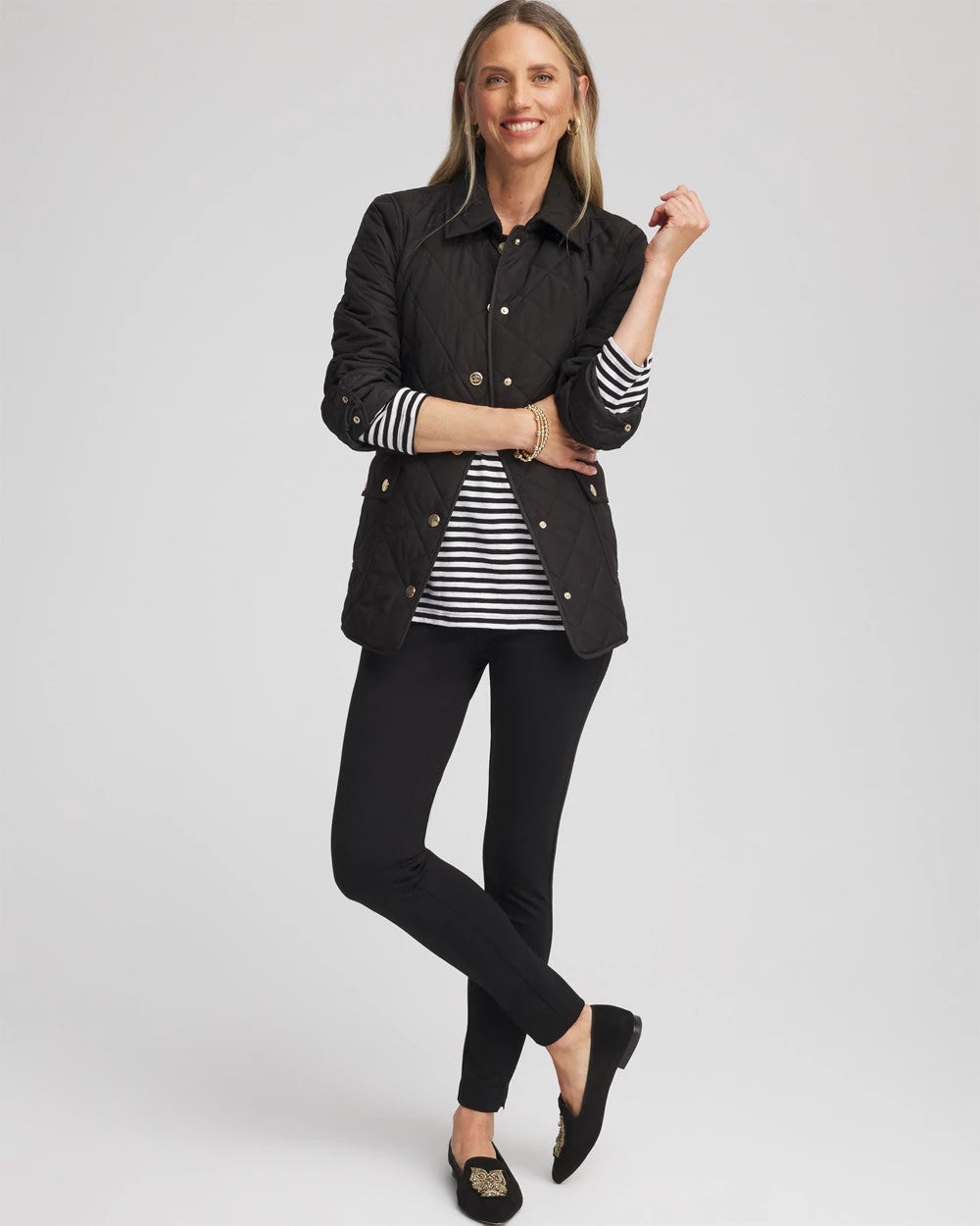 Quilted Barn Jacket Black - Chico's