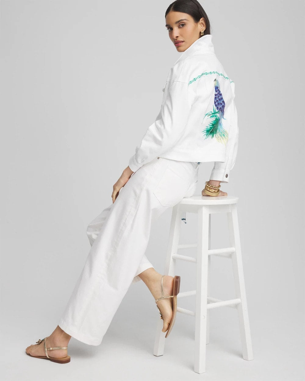 Embroidered Relaxed Denim Jacket Alabaster - Chico's