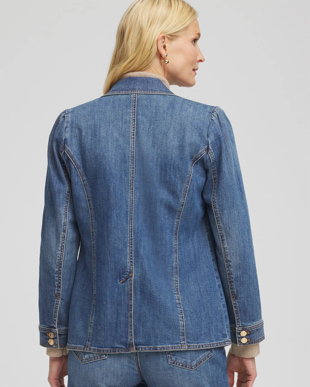 Pearl Brooch Denim Blazer Kiruna Indigo - Chico's