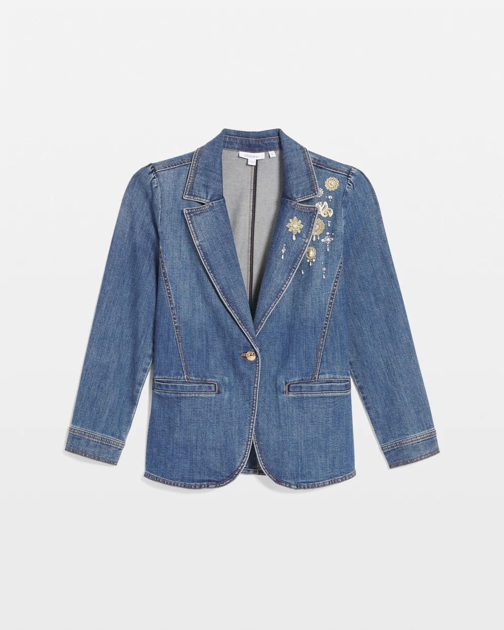 Pearl Brooch Denim Blazer Kiruna Indigo - Chico's