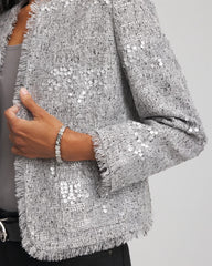Silver Sequins Tweed Jacket Silver - Chico's