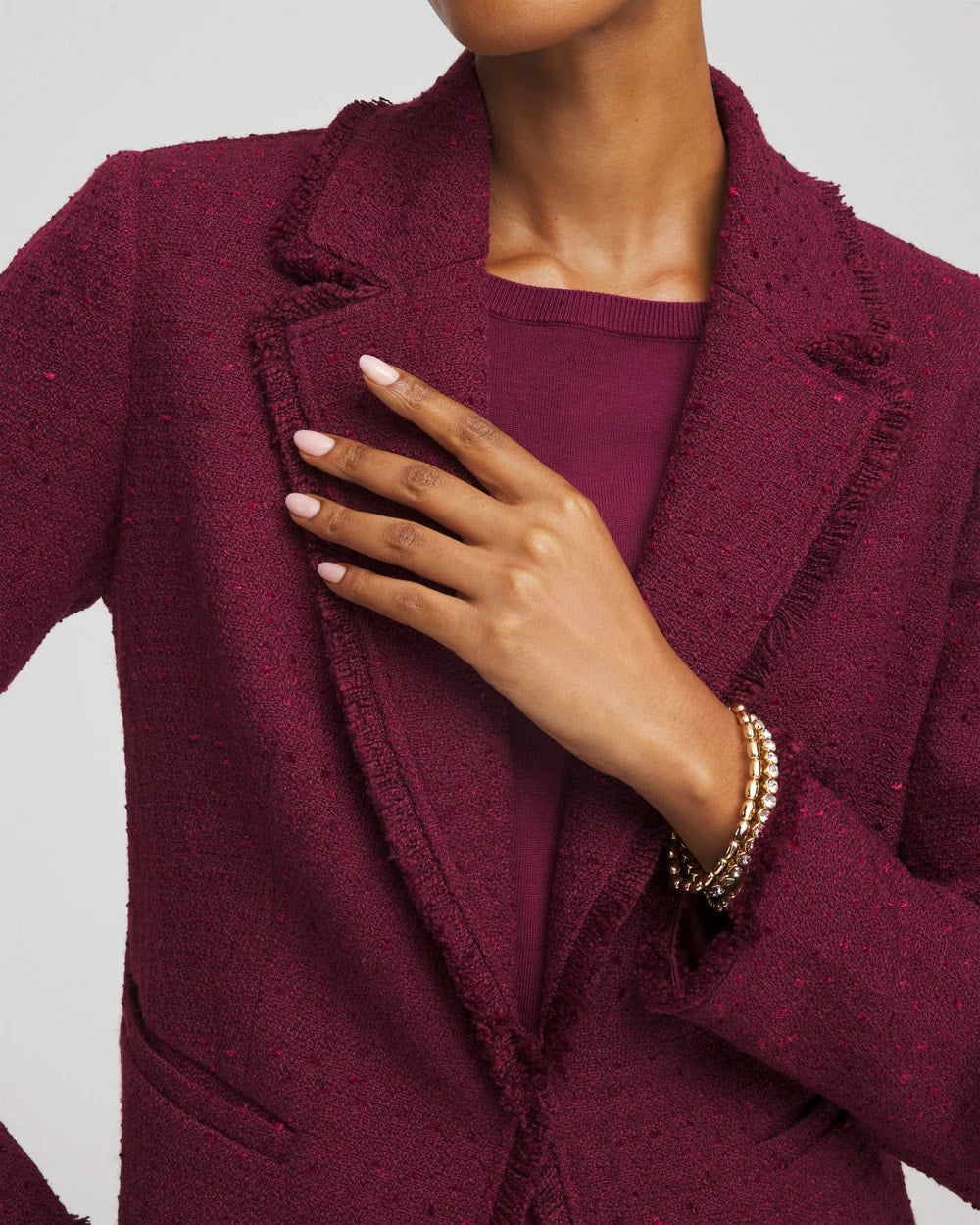 Tweed Fringe Blazer Deep Chianti - Chico's