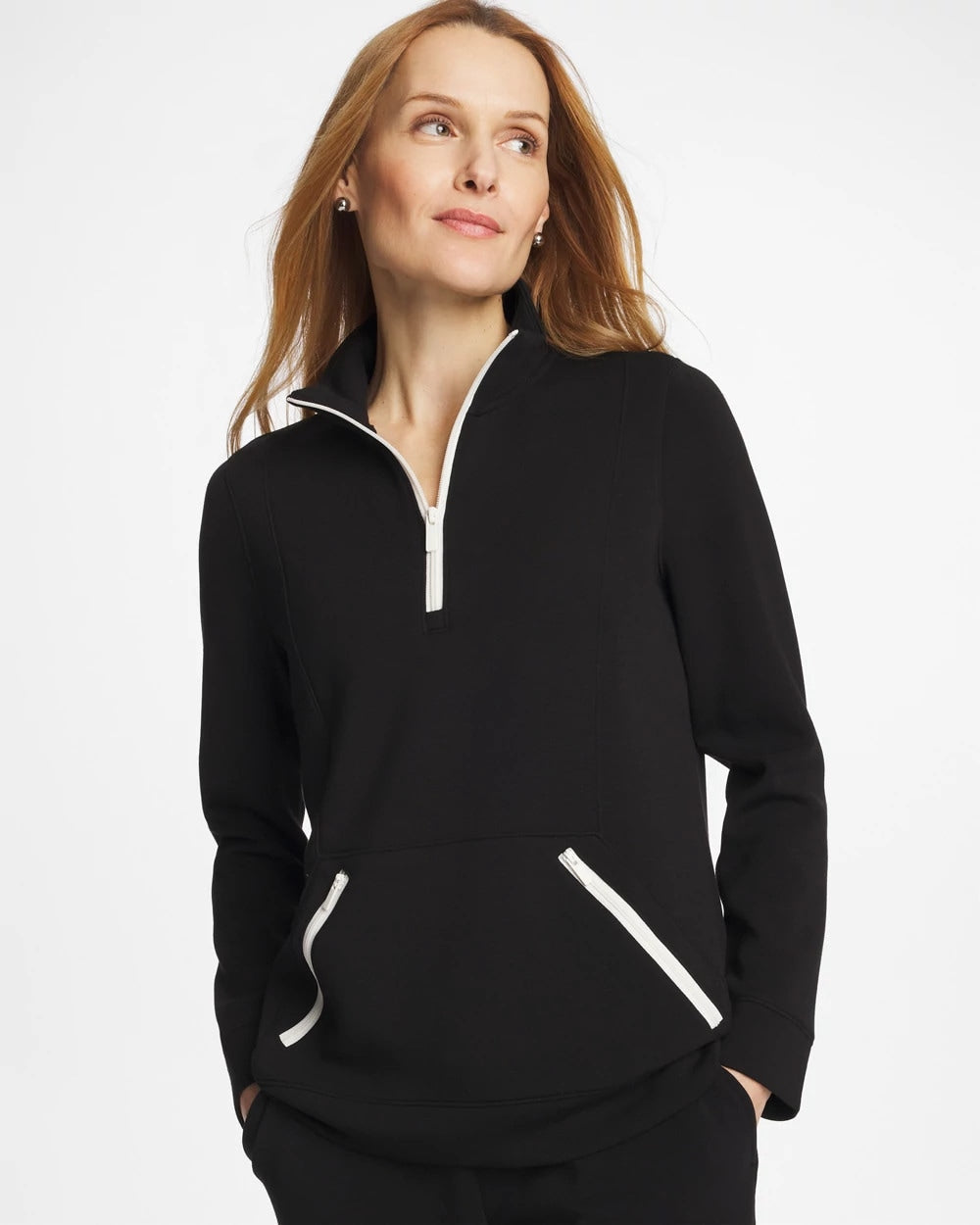 Zenergy® Soft Contrast Half Zip Pullover Black - Chico's