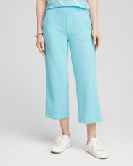 Zenergy® French Terry Gauze-Inset Cropped Pants Paradiso Blue - Chico's