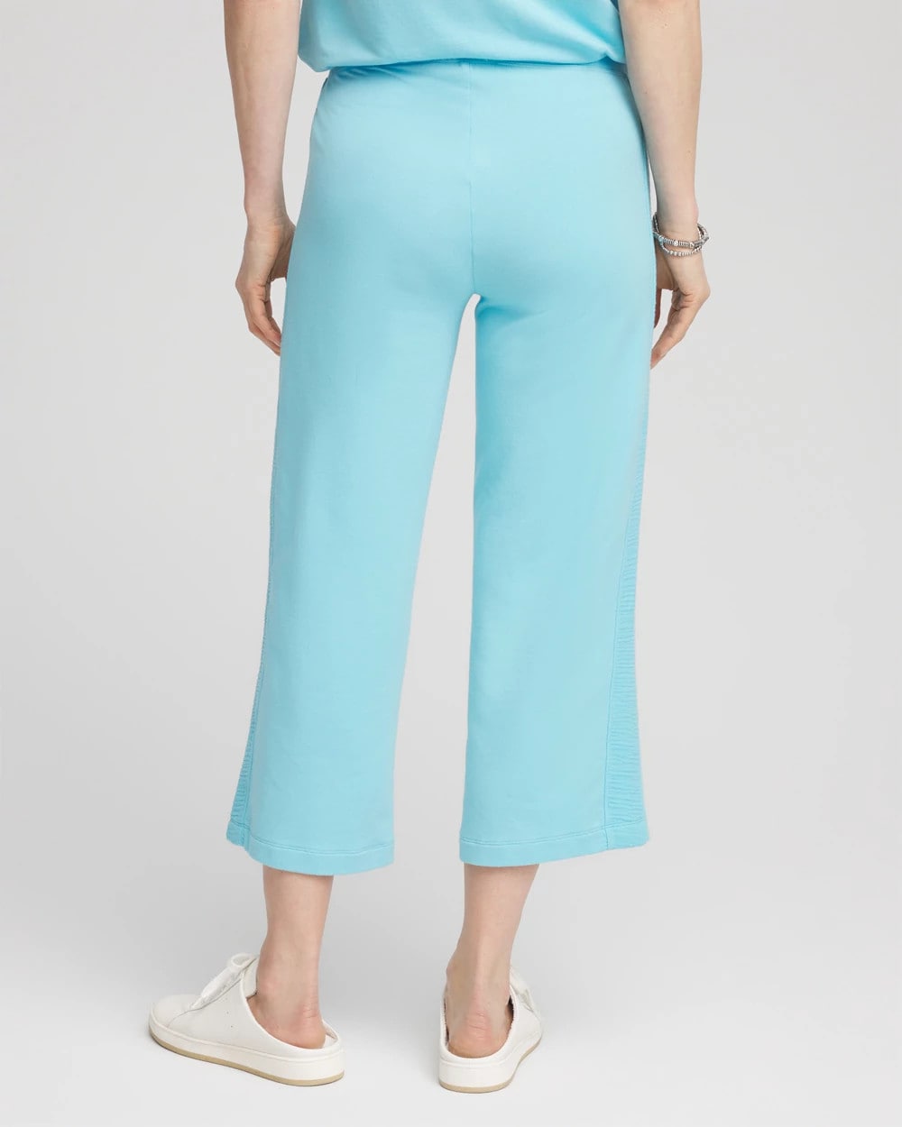 Zenergy® French Terry Gauze-Inset Cropped Pants Paradiso Blue - Chico's