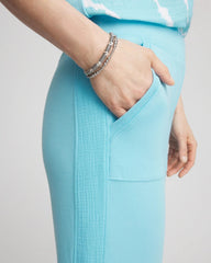 Zenergy® French Terry Gauze-Inset Cropped Pants Paradiso Blue - Chico's