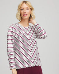 Zenergy® Soft Brushed Striped Top Deep Chianti - Chico's