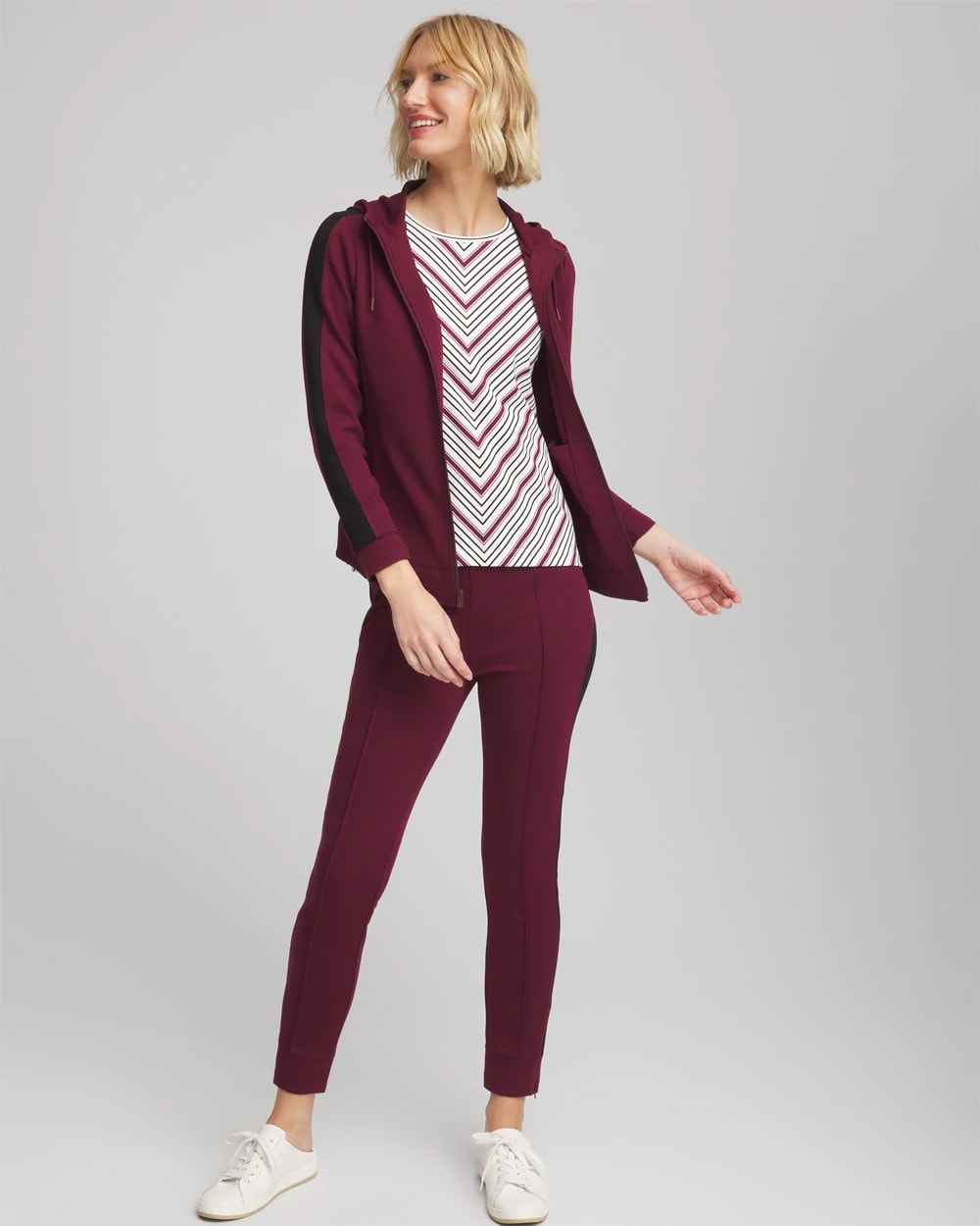 Zenergy® Soft Brushed Striped Top Deep Chianti - Chico's