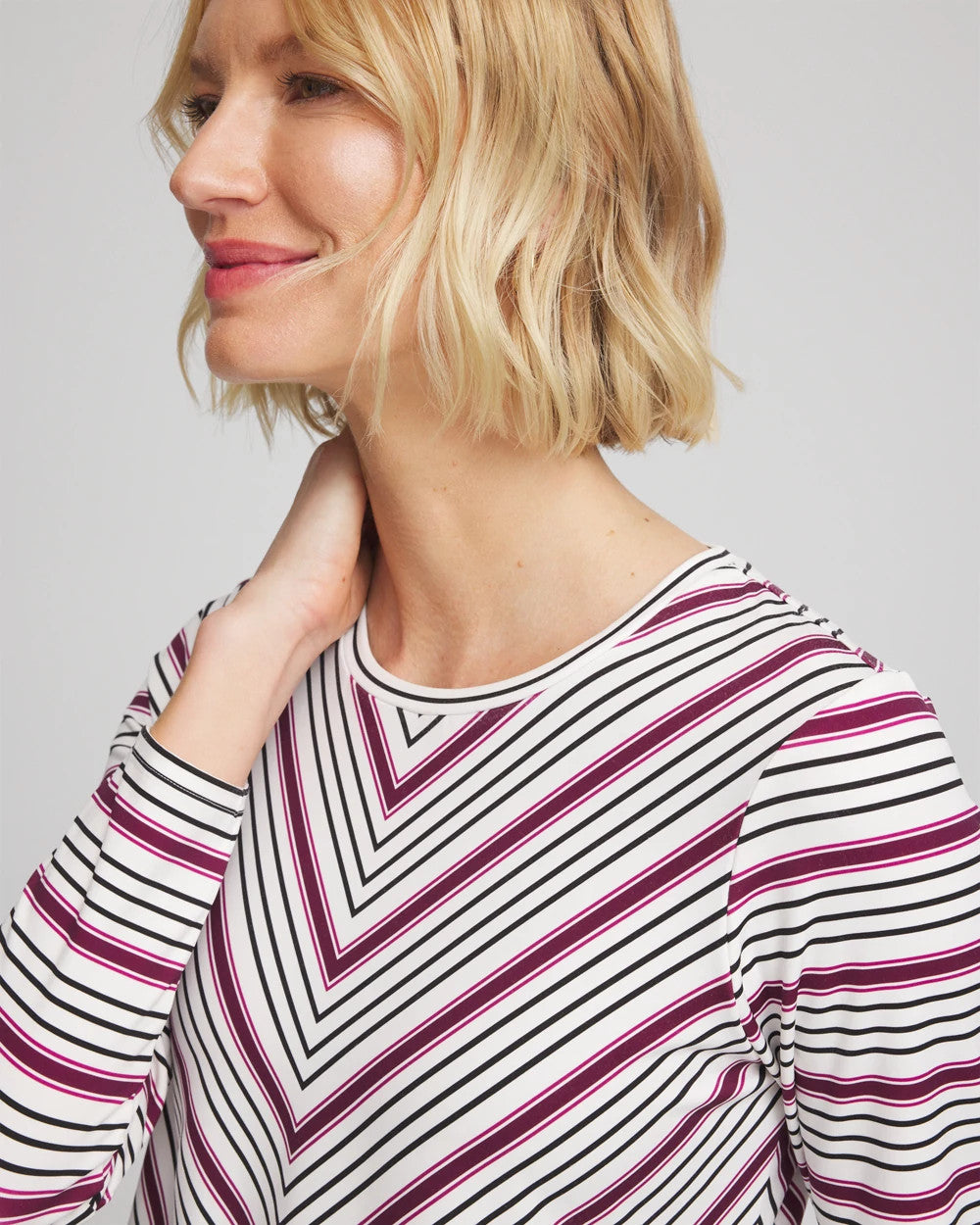 Zenergy® Soft Brushed Striped Top Deep Chianti - Chico's