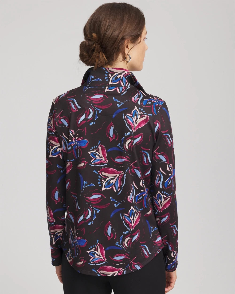 Zenergy® UPF Floral Half-Zip Pullover Top Deep Chianti - Chico's