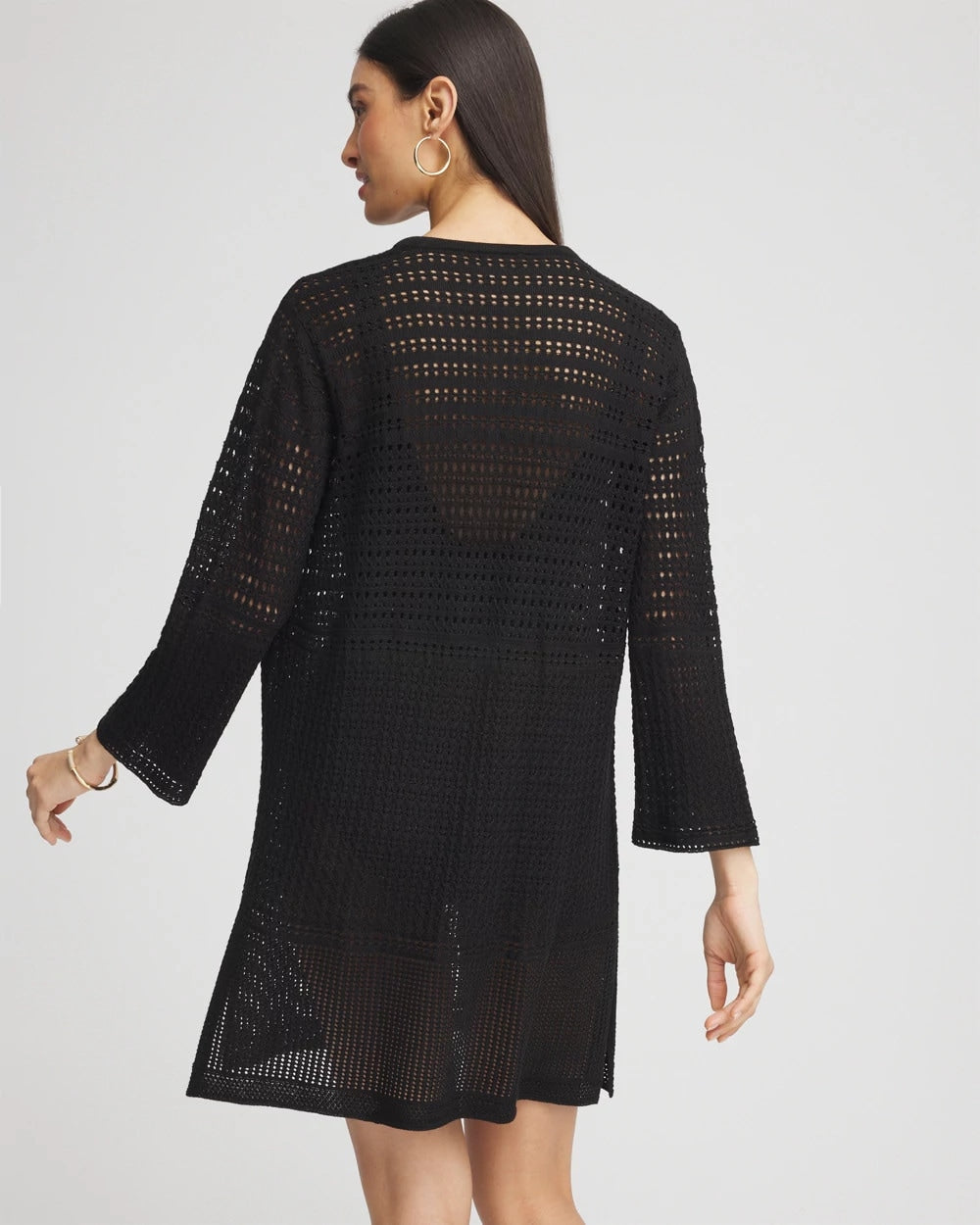 Chico's Tie-Front Beach Swimsuit Cover-Up Black - Chico's