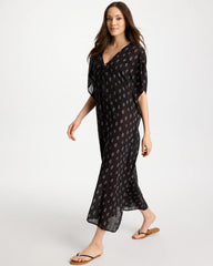 Printed Kaftan Swim Cover-Up Black/Neutral - Chico's
