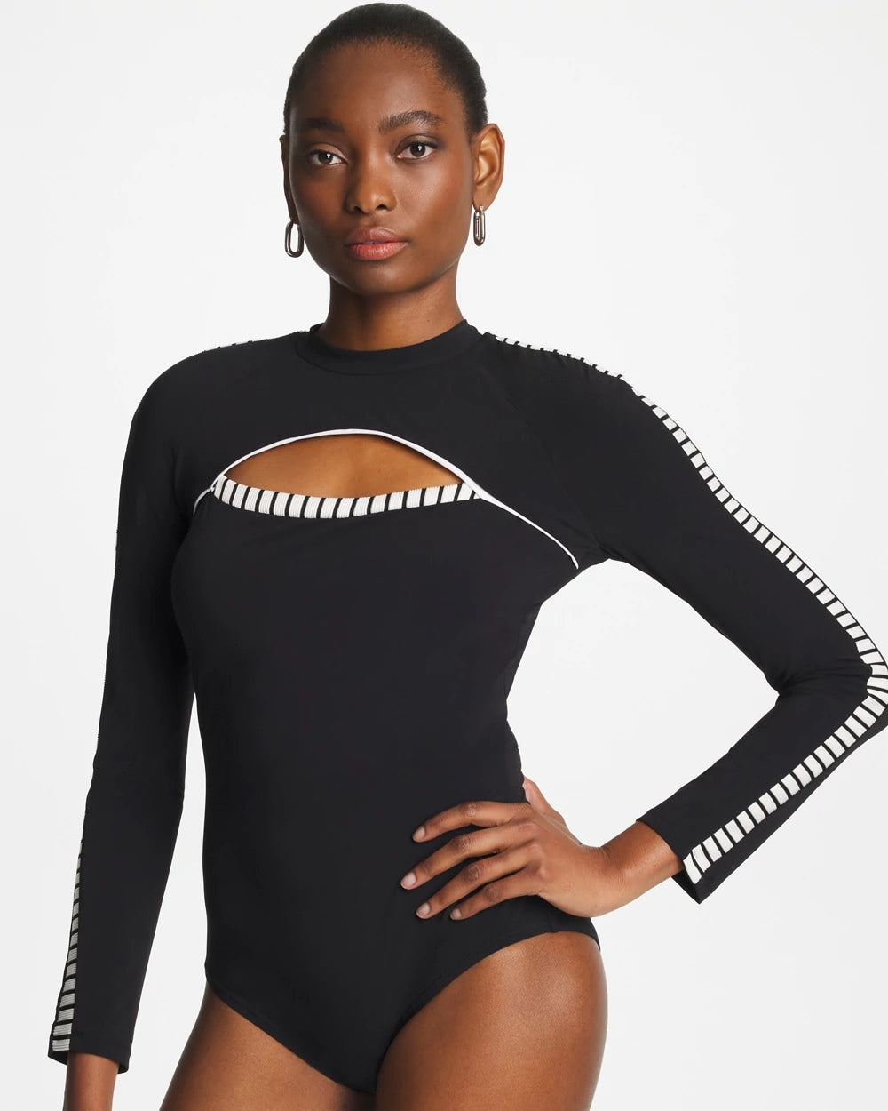 Gottex Coco Long Sleeve One Piece Black/White - Chico's