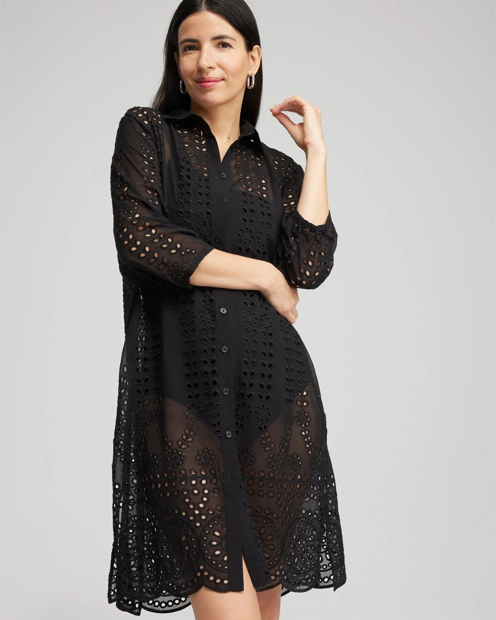Shirt Dress Swim Coverup Black - Chico's
