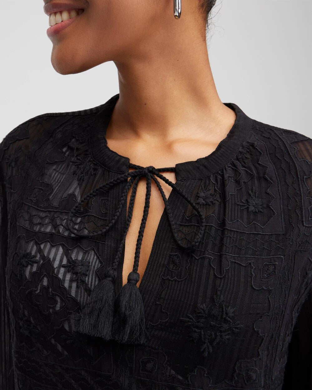 Embroidered Swim Dress Coverup Black - Chico's