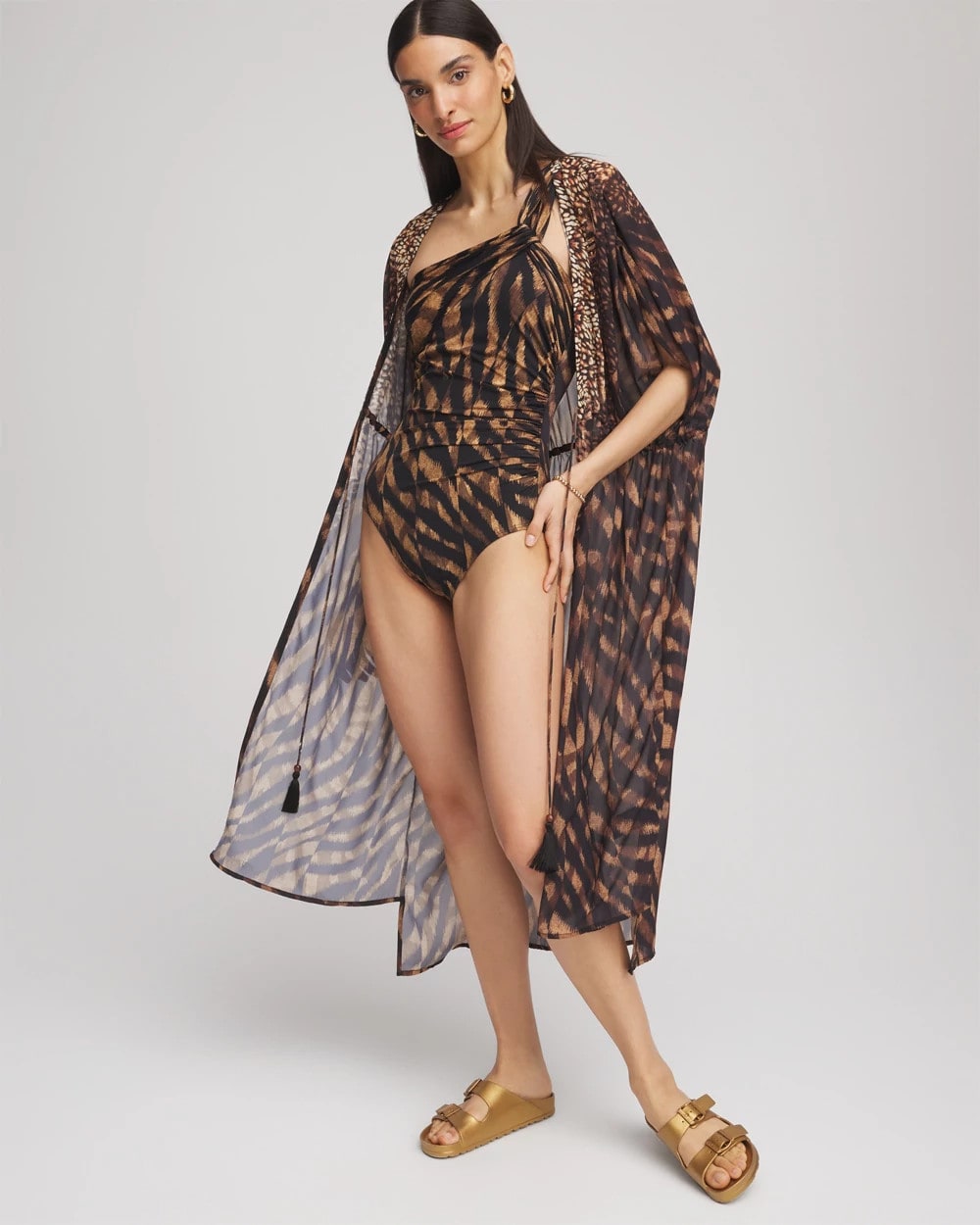 Miraclesuit® Raya De Safari Europa One-Piece Swimsuit Black/Brown - Chico's