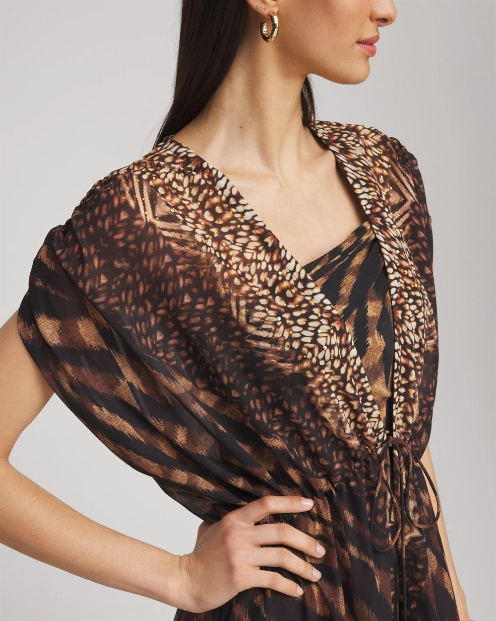 Miraclesuit® Raya De Safari Kimono Cover-Up Black/Brown - Chico's
