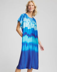 Gottex Golden Hour V-Neck Dress Cover-Up Blue Multi - Chico's