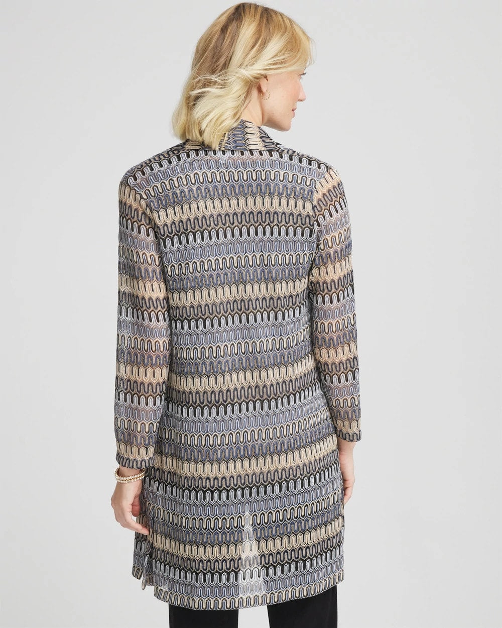 Travelers™ Knit Chevron Open-Front Cardigan Canyon Blue - Chico's