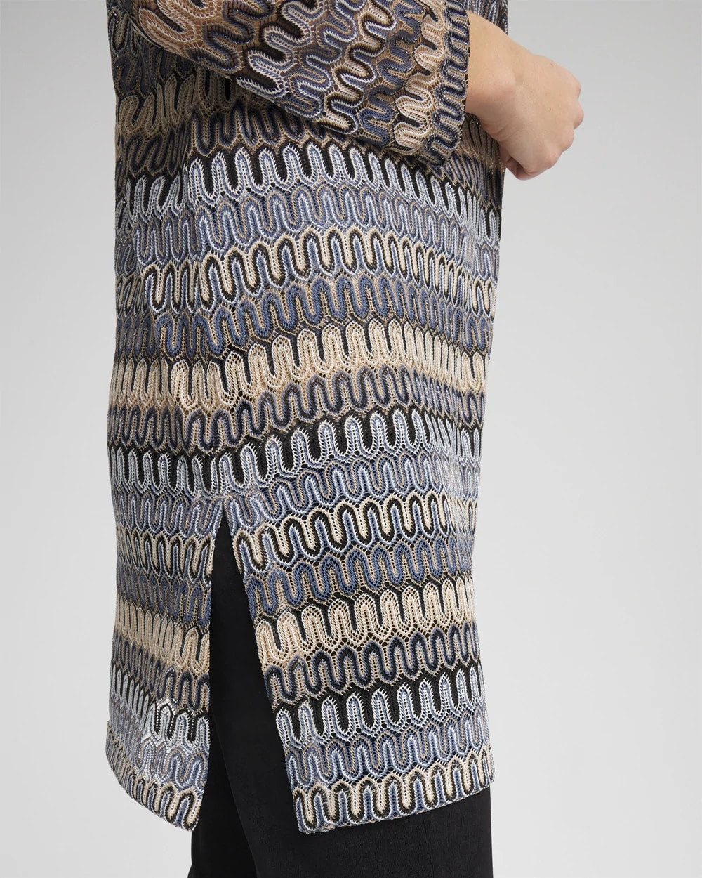 Travelers™ Knit Chevron Open-Front Cardigan Canyon Blue - Chico's