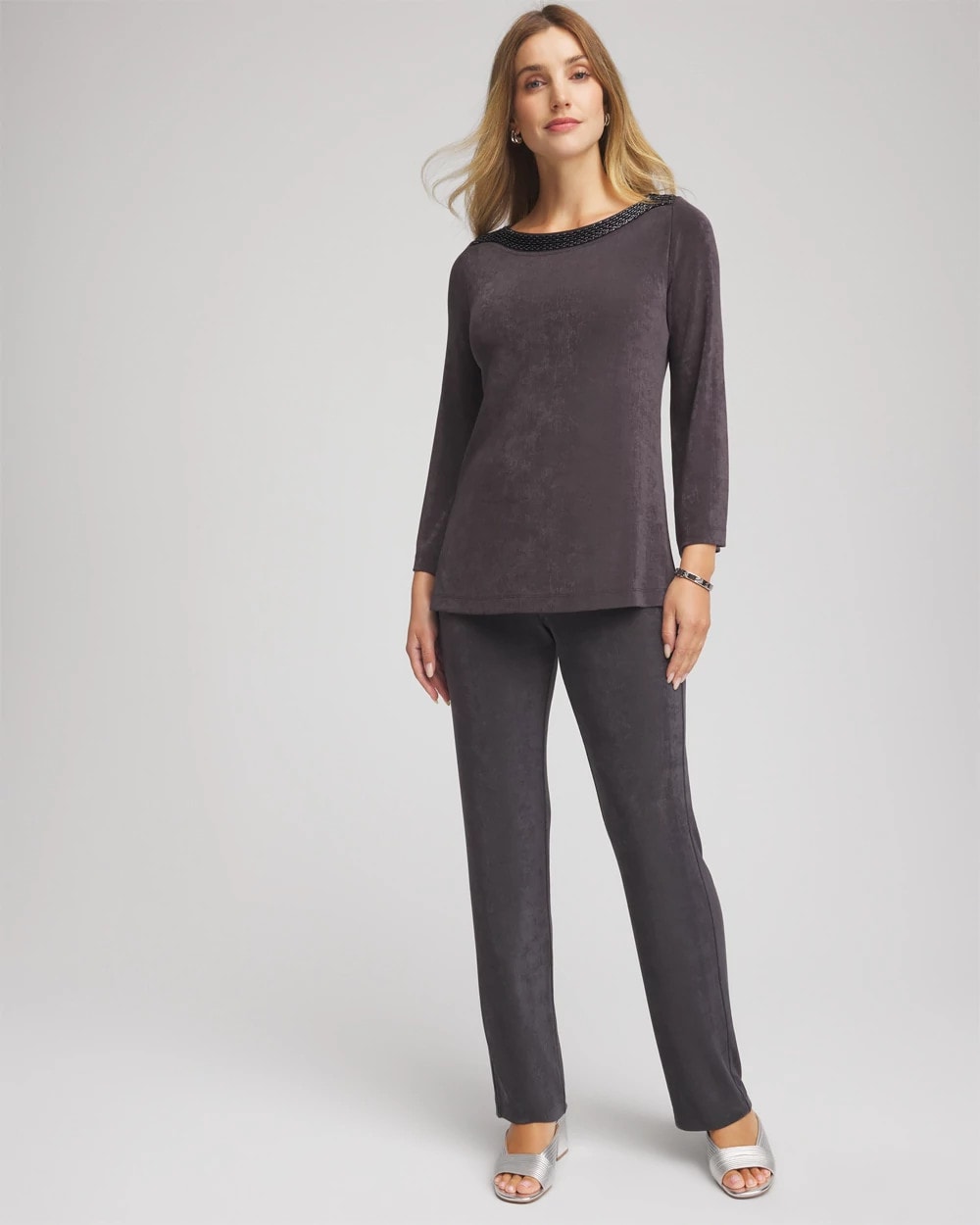 Travelers™ Koia Pearl Beaded Tunic Serene Gray - Chico's