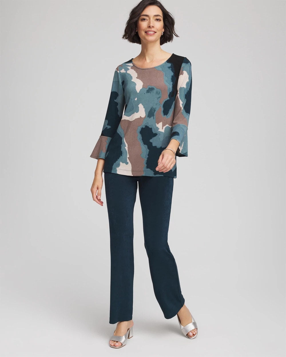 Travelers™ Crystal Flounce Sleeve Tunic Teal Shadow - Chico's