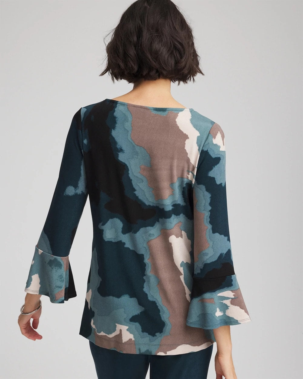 Travelers™ Crystal Flounce Sleeve Tunic Teal Shadow - Chico's